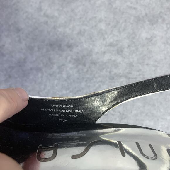 Unisa Womens Black And White Peep Toe Heels With Bows, 4” Heel, Size 7.5 - Picture 4 of 9